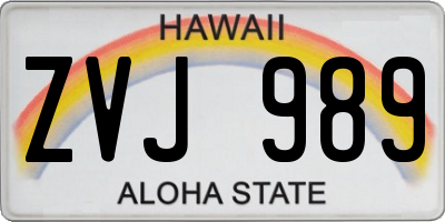 HI license plate ZVJ989