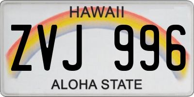 HI license plate ZVJ996