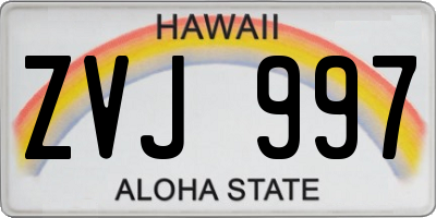 HI license plate ZVJ997
