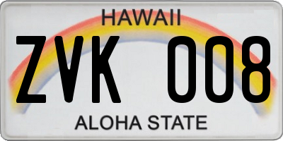 HI license plate ZVK008