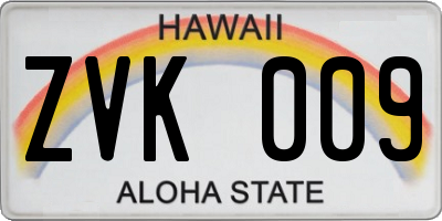 HI license plate ZVK009