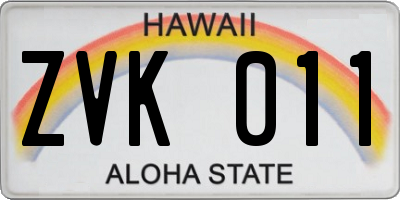 HI license plate ZVK011
