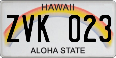 HI license plate ZVK023
