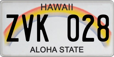HI license plate ZVK028