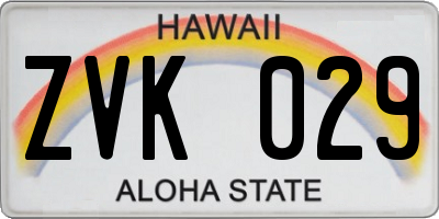 HI license plate ZVK029