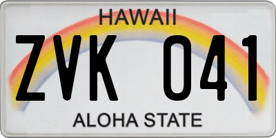 HI license plate ZVK041
