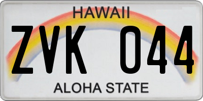 HI license plate ZVK044