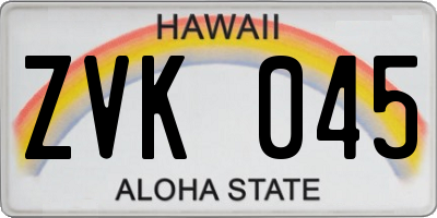 HI license plate ZVK045
