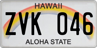 HI license plate ZVK046