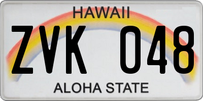 HI license plate ZVK048