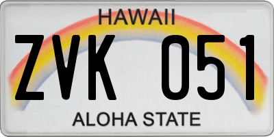 HI license plate ZVK051