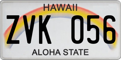 HI license plate ZVK056