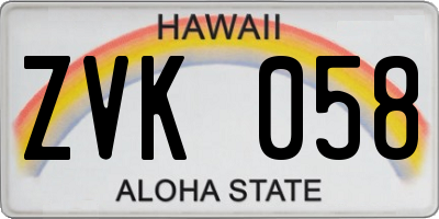 HI license plate ZVK058