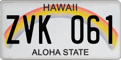 HI license plate ZVK061