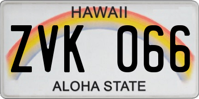 HI license plate ZVK066