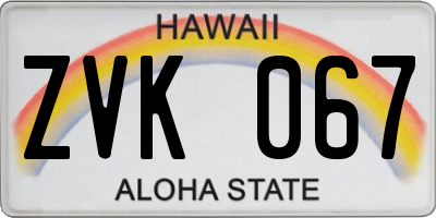 HI license plate ZVK067
