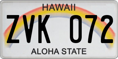 HI license plate ZVK072