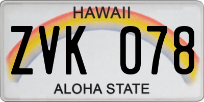 HI license plate ZVK078