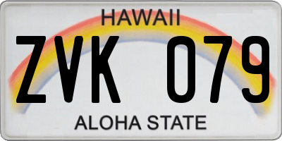 HI license plate ZVK079