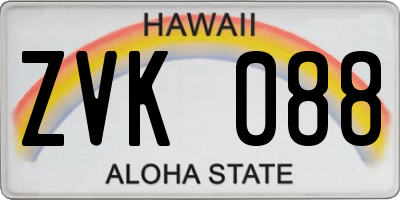 HI license plate ZVK088
