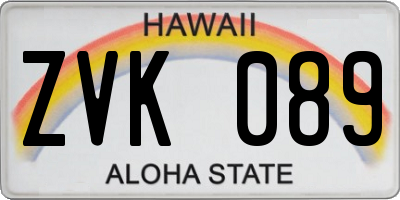 HI license plate ZVK089