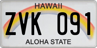 HI license plate ZVK091