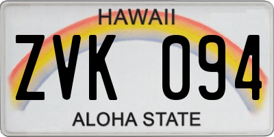 HI license plate ZVK094