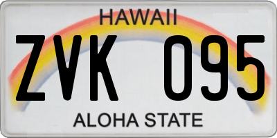 HI license plate ZVK095
