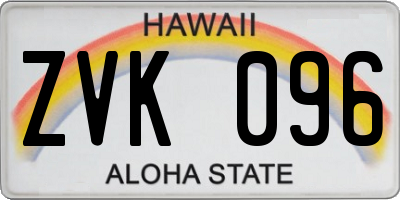 HI license plate ZVK096