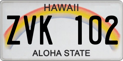 HI license plate ZVK102