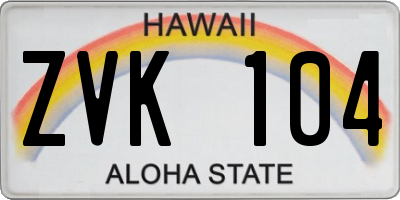 HI license plate ZVK104
