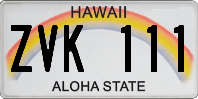 HI license plate ZVK111