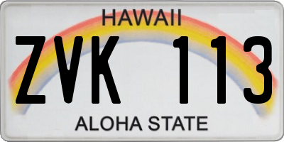 HI license plate ZVK113