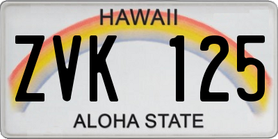 HI license plate ZVK125