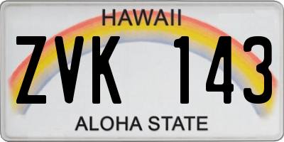 HI license plate ZVK143