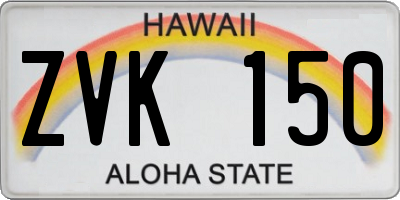 HI license plate ZVK150