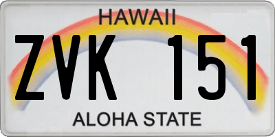 HI license plate ZVK151