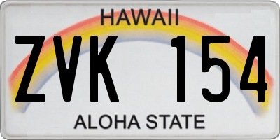HI license plate ZVK154