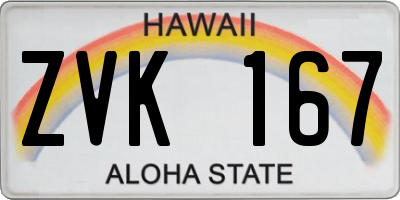 HI license plate ZVK167