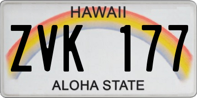 HI license plate ZVK177