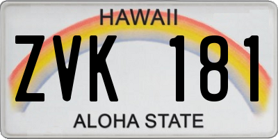 HI license plate ZVK181