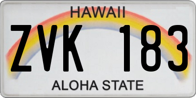 HI license plate ZVK183