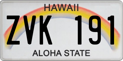 HI license plate ZVK191