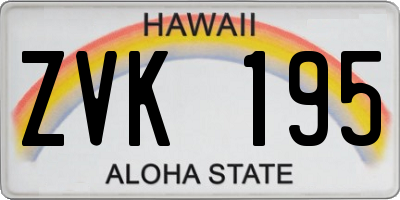 HI license plate ZVK195