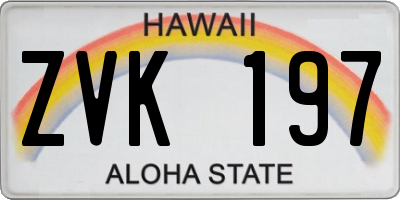 HI license plate ZVK197