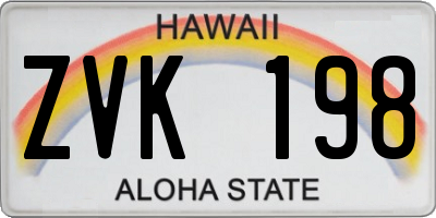 HI license plate ZVK198