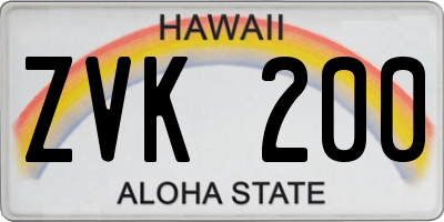 HI license plate ZVK200