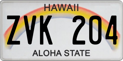 HI license plate ZVK204