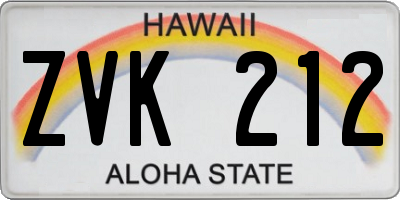 HI license plate ZVK212