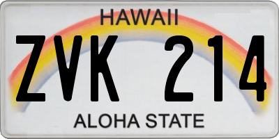 HI license plate ZVK214